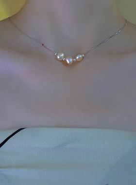 《夏日泡泡糖》回馈款 ！天然巴洛克珍珠925通体纯银项链女2024新