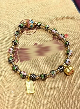 北京黑色景泰蓝潘家园繁花手串