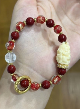 南红玛瑙金箔手串潘家园