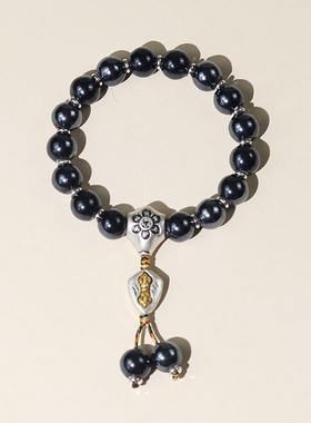 黑瓷珠香灰瓷琉璃手串