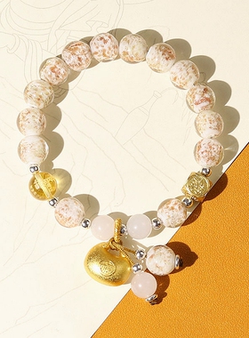 香灰夜光金沙琉璃手串手链女高级感水晶财神福锁佛珠景区热卖饰品