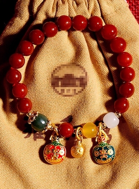 北京吞金兽南红玛瑙手链