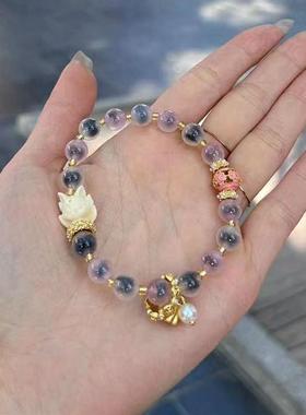 粉色糖心玛瑙九尾狐狸