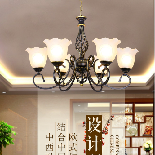 美式大气客厅灯具创意吊灯饰简约现代餐厅卧室复古北欧房间铁艺灯 - 图0