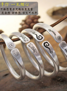 实心银手镯纯银复古女
