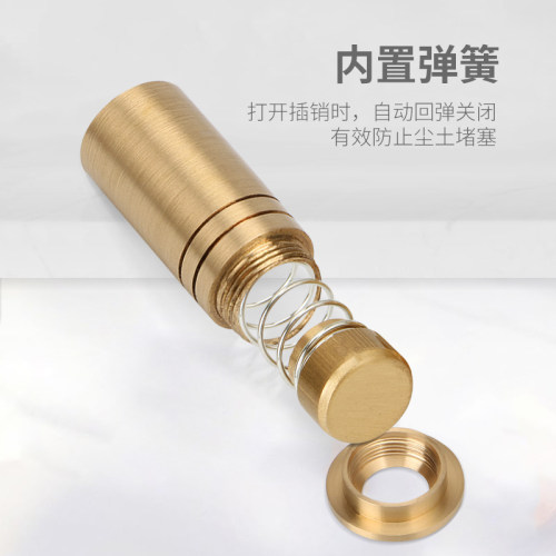 德国KABO全铜防尘器插销器防沙平孔器黑色防尘盖黄铜金色插销伴侣 - 图1