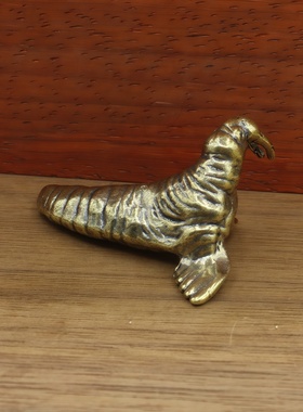 黄铜实心海象摆件创意复古装饰品