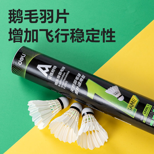 Angelite Deli F2202 Badminton-stabile, elastische, weiche, holzbeständige Gänsefedern, weiß, 12 Stück/Röhre