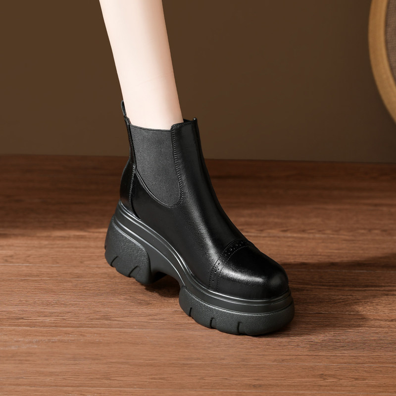 8.5cm秋冬新款真皮厚底马丁靴女小个子时尚增高英伦风加绒短靴子,淘宝优惠券,粉丝福利购,淘宝优惠卷