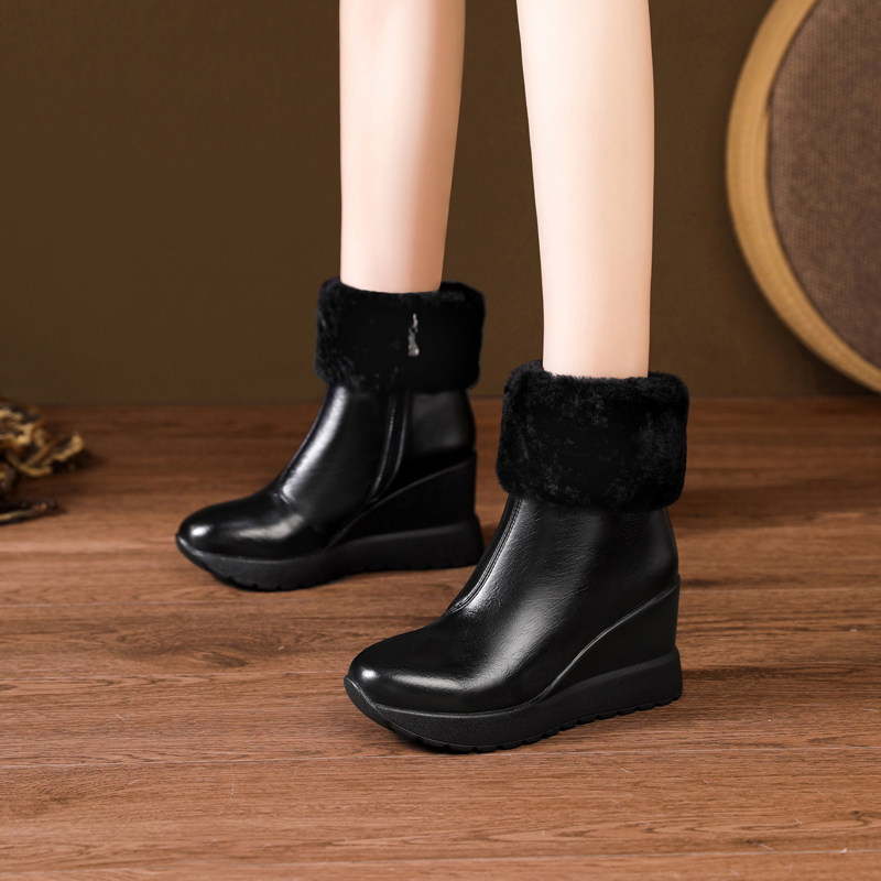 8.5cm真皮厚底复古马丁靴女秋冬季新款羊毛里增高百搭英伦风短靴,淘宝优惠券,粉丝福利购,淘宝优惠卷