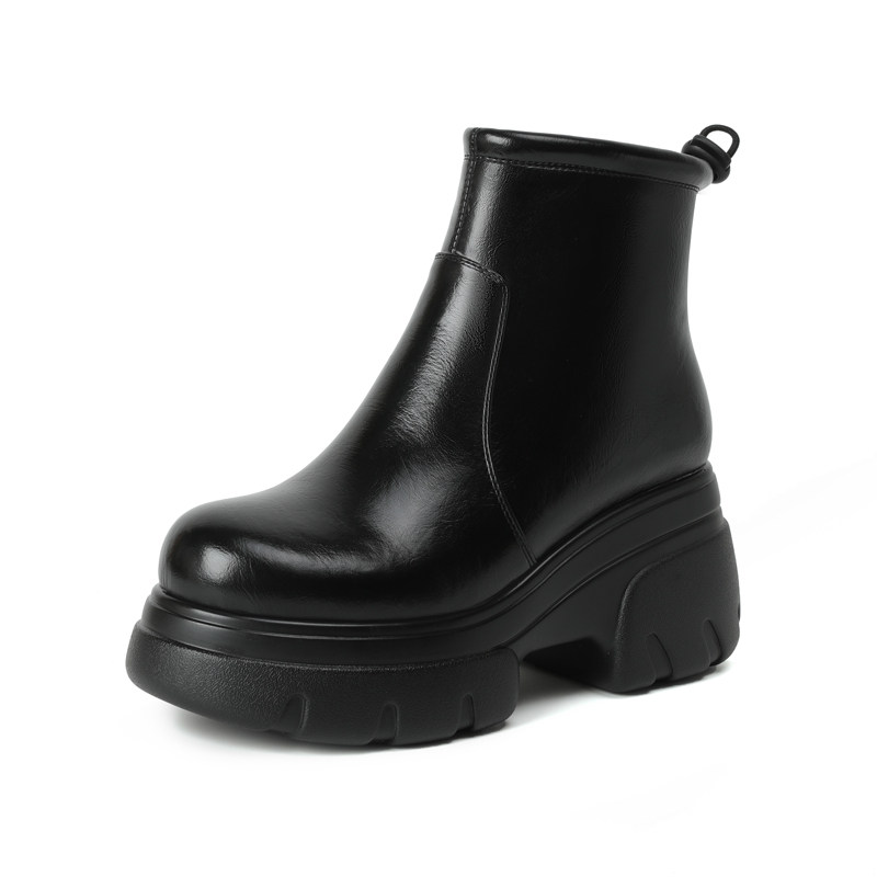 8.5cm真皮厚底英伦风马丁靴女秋冬新款小个子增高时尚百搭短靴子,淘宝优惠券,粉丝福利购,淘宝优惠卷