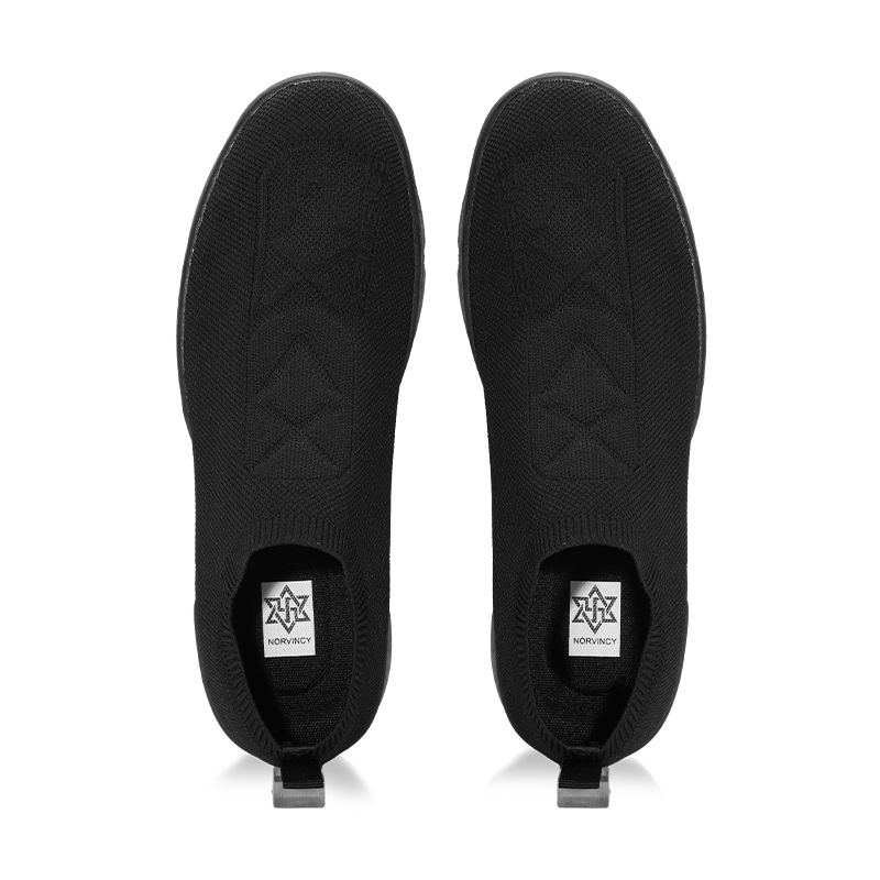 诺凡希春夏一脚蹬黑武士纯色小黑鞋飞织网面透气男女小白鞋懒人鞋 - 图1