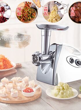 220V110V电动绞肉机打蒜泥辣椒灌香肠Meat Grinder出口欧美英加日