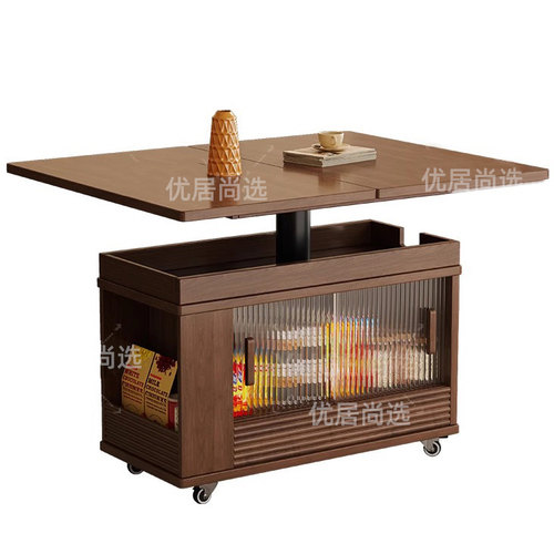 实木茶几折叠升降可移动沙发边柜客厅家用2026新款推车沙发边几 - 图3