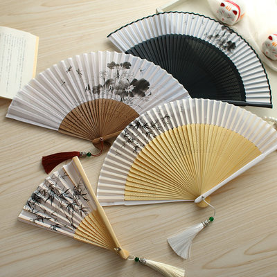 古风水墨折扇女式扇子中国风礼品折叠扇汉服旗袍舞蹈扇 虎窝淘