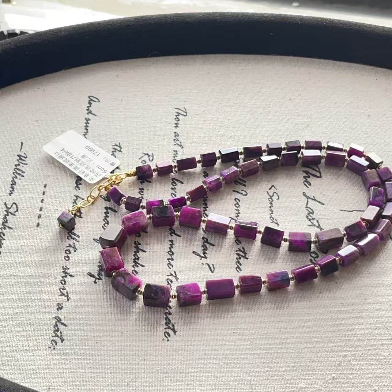 南非舒俱来玻璃红四棱珠项链/18k/45cm（云漠）AZB10490,淘宝优惠券,粉丝福利购,淘宝优惠卷