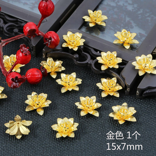 黄铜3层莲花花托手工diy古风步摇簪子自制作发簪发饰耳环配件材料 - 图0