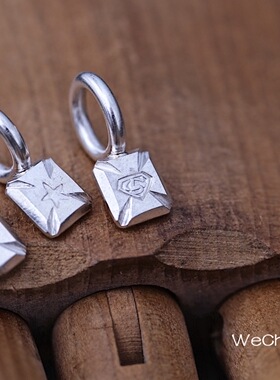 高山隆925银手工錾刻吊牌定制