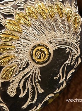 酋长24K贴金羽冠18K金嘴鹰饼