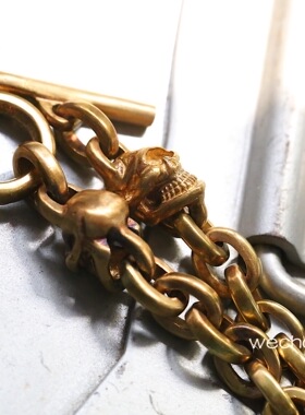 高山隆全金双独眼骷髅手链重器