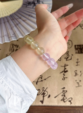 天然白水晶手链女紫水晶旺事业