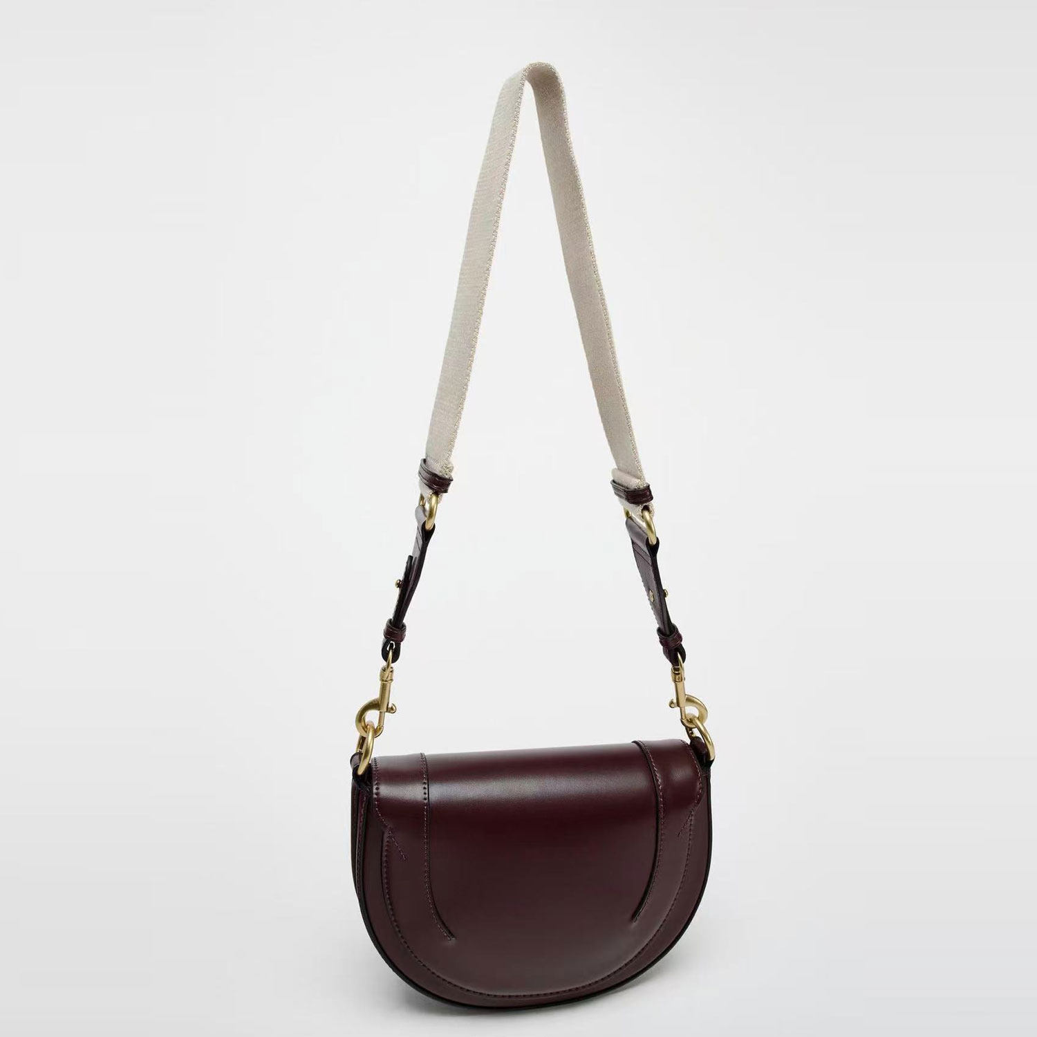 Z家女包2024新款冬季撞色缉线饰手提包时尚单肩斜挎包翻盖硬质包 - 图0