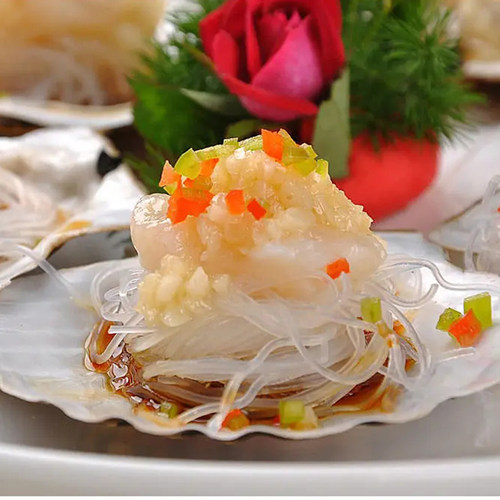 亚洲渔港蒜蓉粉丝蒸扇贝 情侣贝10只酒店冷冻半海鲜成品方便菜 - 图0