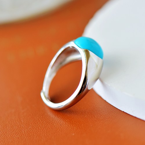 S925纯银戒指空托时尚男女款DIY蜜蜡松石琥珀玉石镶嵌10*12 8*10 - 图2