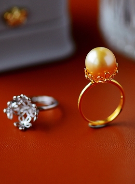 s925纯银戒指空托时尚diy包边