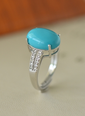 女款S925纯银玉石镶嵌托戒指空托