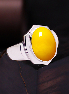 diy光面蜜蜡玉石镶嵌戒指空托