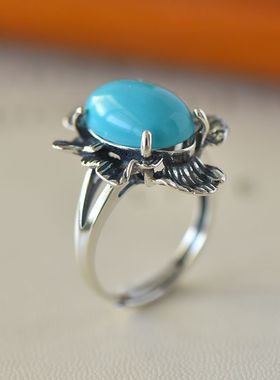 女款S925复古DIY镶嵌戒指空托