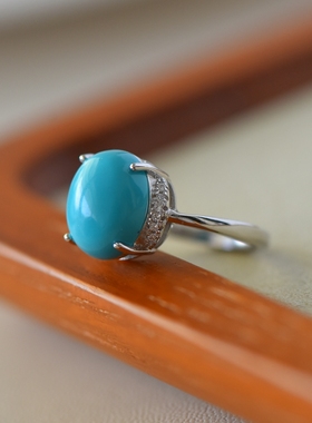 女款S925纯银玉石镶嵌托戒指空托