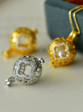 祈禧女S925纯银免打孔吊坠空托