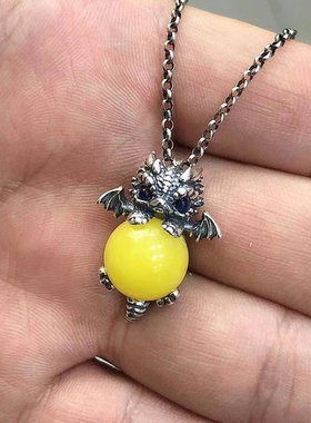 男女款S925纯银圆珠镶嵌吊坠空托