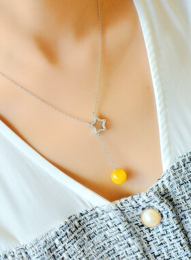 diy女款珍珠玉石镶嵌吊坠项链