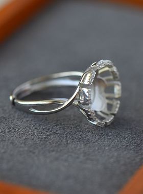女款S925纯银DIY镶嵌戒指空托