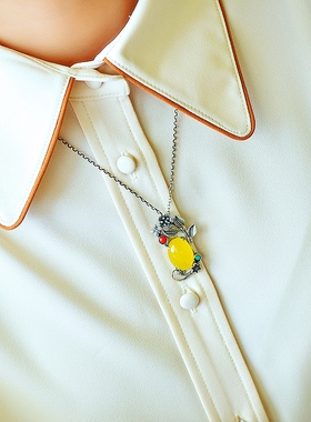 diy女款蜜蜡松石镶嵌吊坠空托