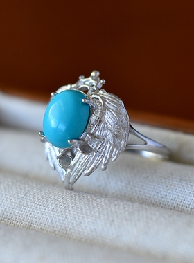 925纯银天使翅膀10*12mm戒指空托