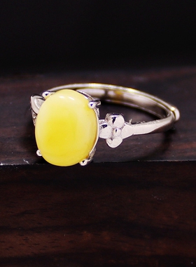 diy蜜蜡琥珀镶嵌活口戒指空托