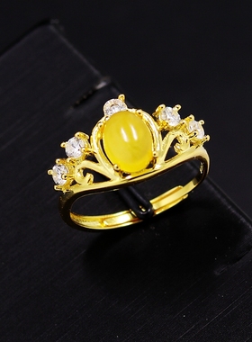 戒指空托皇冠DIY玉石翡翠镶嵌