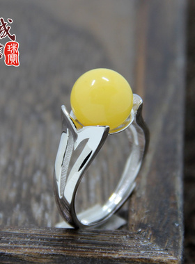 diy时尚风珠子蜜蜡镶嵌戒指空托