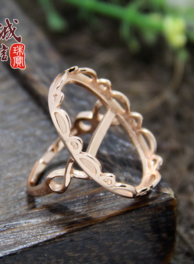 diy纯银花边蜜蜡镶嵌戒指空托
