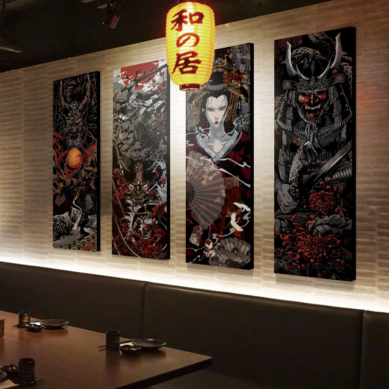 日式纹身店墙面般若挂画刺青浮世绘日本居酒屋武士挂画餐厅壁画 - 图0