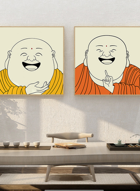 百特好弥勒佛新中式禅意玄关挂画