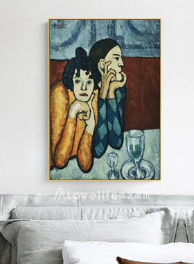 毕加索桌子夫妻艺术风人物油画