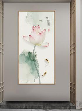 新中式荷花禅意装饰画客厅玄关