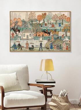 现代复古中古风客厅玄关装饰画
