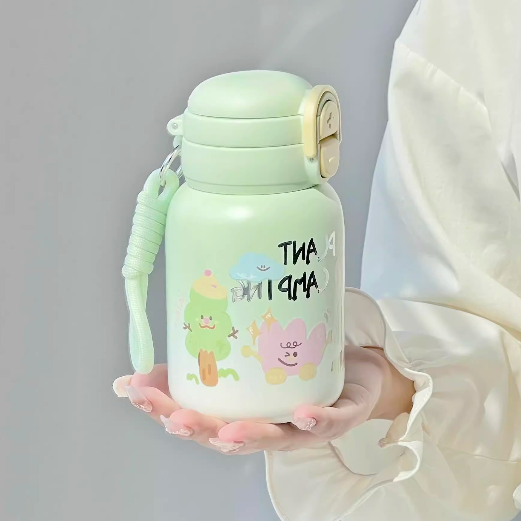 物生物保温杯水杯316L随手高颜值女2025新款儿童学生便携吸管水壶 - 图2