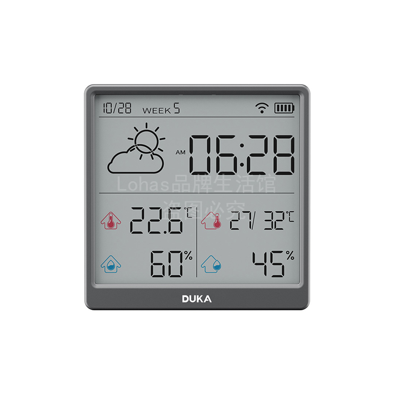 杜克TH3室内温度计湿度计天气办公室可贴可立wifi连接自动对时-图3